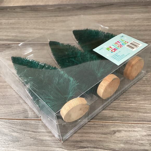 My Little Christmas 2021 Hobby Lobby 6" Sisal Bottlebrush Trees Green NIB - Picture 7 of 11